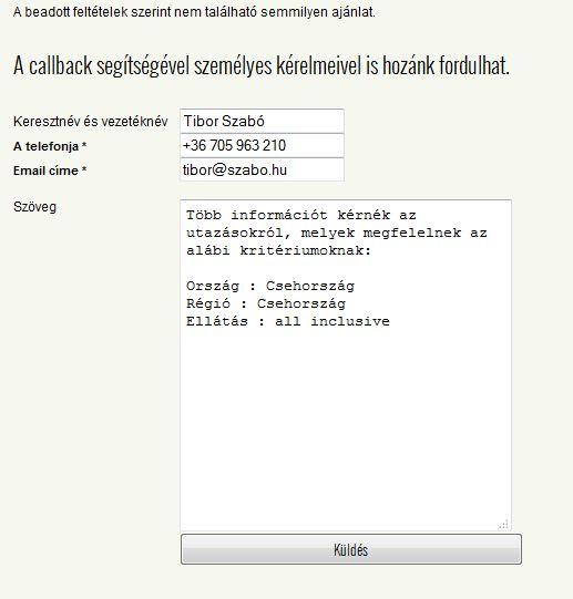 Callback a nyilvános weboldalon